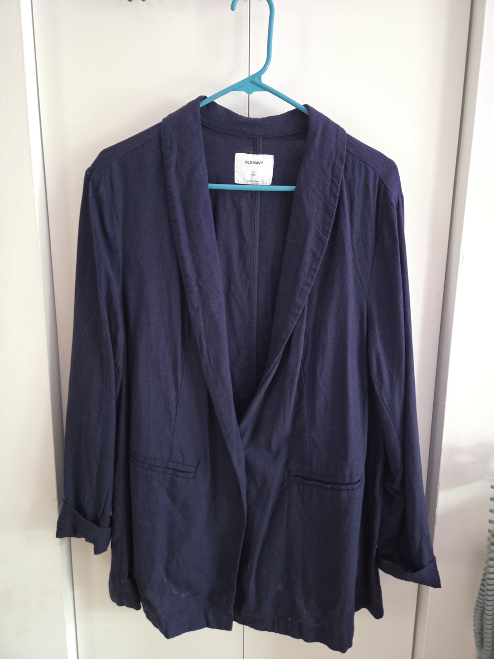Women's Navy Blue Plus-Size Blazer Jacket
